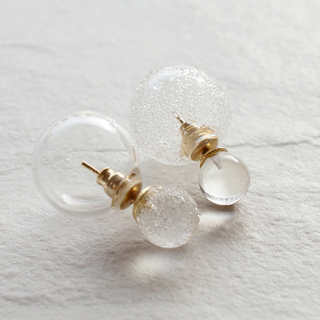 Clear glass and gold stud earrings