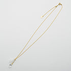 A handmade glass lily pendant with one flower and one bud, suspended from an adjustable gold‑plated chain.